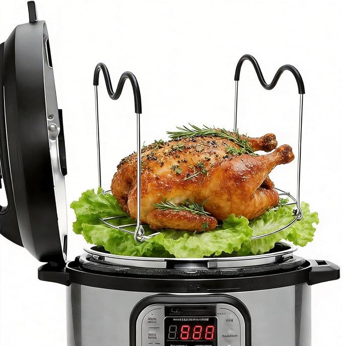 Steamer Rack Trivet with Handles for Instant Pot Pressure Cooker Accessories (Handle with Silicone, for 3qt)