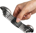 Magnetic Measuring Spoons Set of 6 Dual Sided Stackable Measuring Spoons | Stainless Steel Teaspoon Tablespoon for Measuring Dry and Liquid Ingredients