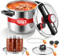 VEVOR Pressure Cooker, 12Qt Pressure Cooker Stainless Steel, Pressures Canner with Steaming Rack, Tempered Glass Lid, 3 Pressures Settings for Meat, Beans, Rice, Soup, Sauces, Cook up to 100 kPa