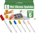Evelots 6-Piece Mini Spatula Set, Small Silicone Spatulas for Baking | Small BPA-free silicone utensils resist heat up to 446°F; ideal for mixing, scraping, spreading & reaching jars and bowls.