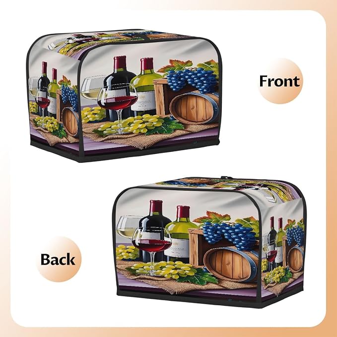 2 Slice Toaster Cover Grapes Red Wne Toaster Covers Two Slice Wide Slot Waterproof and Dustproof Covers for Wide Slot Toasters and Small Appliances Kitchen Decor Gifts