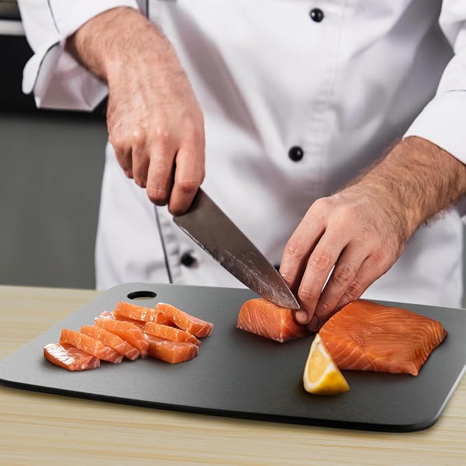 Wooden Cutting Board for Kitchen - Small Composite Wood Cutting Boards Dishwasher - Thin, BPA Free & Eco-Friendly Chopping Board (11.5 x 9 Inch, Slate Black)