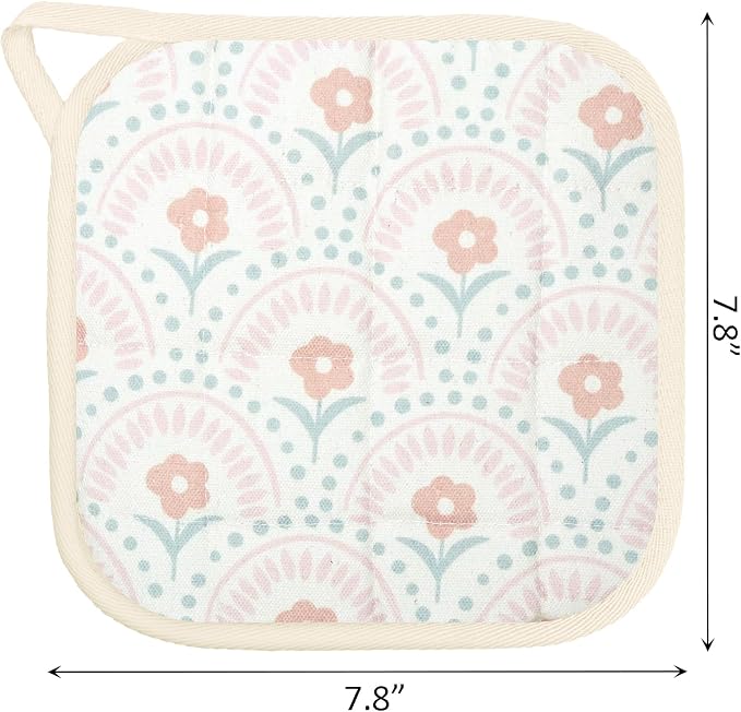 6 Pack Pot Holders 100% Cotton Heat Resistant Potholder, Machine Washable Pot Holder, Hot Pads, Table Pads for Cooking Baking (J)