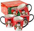 HASENSE Christmas Coffee Mugs Set of 4,15 oz Ceramic Holiday Cups with Handles, Matching Xmas Mugs for Hot Cocoa,Coffee or Tea,Ideal Xmas Gifts for Family,Friends,and Holiday Parties,Colorful