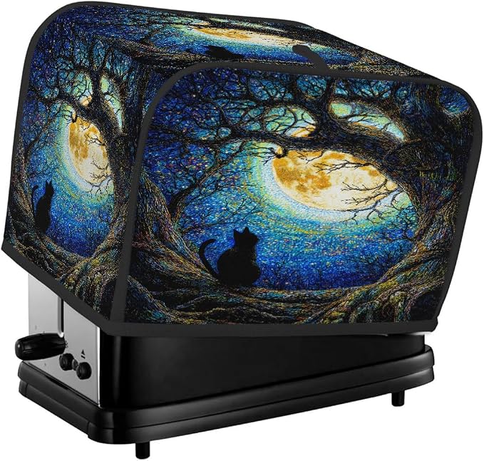 4 Slice Toaster Cover Galaxy Oil Painting Cat Toaster Covers Four Slice Wide Slot Waterproof and Dustproof Covers for Wide Slot Toasters and Small Appliances Kitchen Decor Gifts