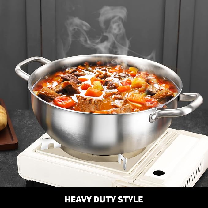 Delarlo Tri-Ply Stainless Steel 12 Inch Everyday Pan With Lid,kitchen everything pan, Chef's Pans,Induction Cooking Pot, 7.2QT Oven Safe Stock Pot, Up to 600℉
