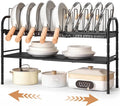 HULISEN Pots and Pans Organizer Under Cabinet, 2-Tier Expandable Pot Rack | 10 Dividers for Lid Separation, 5-Level Adjustable Height, Kitchen Cookware Pan Holder Shelf, Carbon Steel Frame