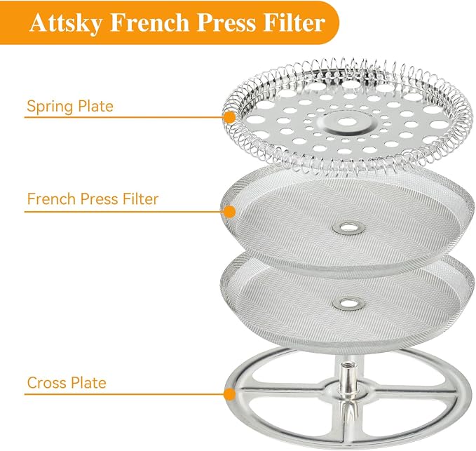 8 Pieces French Press Replacement Filters 3.2 Inch Stainless Steel Mesh, French Press Filters Replacement Screen for 21oz/3.15 Inch Wide French Press Coffee Press