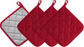 Kitchen Pot Holders Set Heat Resistant Pure Cotton Potholders Kit Trivets Large Coasters Hot Pads Terry Pot Holders for Everyday Cooking and Baking by 7 x 7 Inch Set of 4 Red