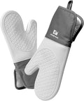 Kitchen Mama UltraShield Silicone Oven Mitts, Metal Gray | Heat Resistant, Non-Slip Surface, Waterproof, Flexible, Durable