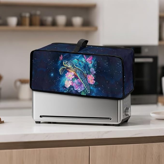 ZDCUSTOM Hibiscus Floral Sea Turle Slim Toaster Cover Fits for Most Standard 2 Slice Long Slot Toasters, Keep Kitchen Small Appliance Clean from Dust and Fingerprint