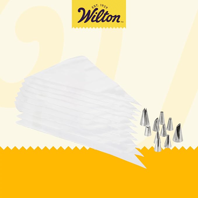 Wilton Beginning Buttercream Decorating Set, 20-Piece | 20-Piece Beginner Kit with Piping Tips, Bags, Couplers & Spatula for Learning Buttercream Decorating on Cakes & Cupcakes