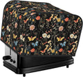 4 Slice Toaster Cover Wildflower Botanical Butterfly Flower Dust Proof Washable Kitchen Appliance Cover with Pocket, Oxford Fabric Countertop Toaster Protector for Standard Toasters Small Appliances