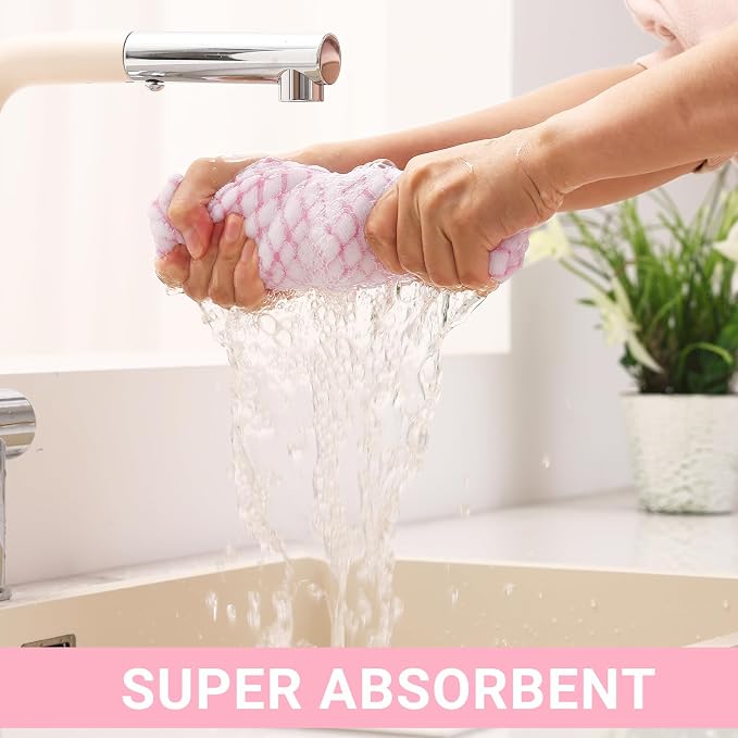 Homaxy Kitchen Towels and Dishcloths Set, Set of 8, Pink | Cotton Terry Kitchen Dish Towels, Super Soft and Absorbent Dish Cloths, 16 x 25 and 12 x 12 Inches
