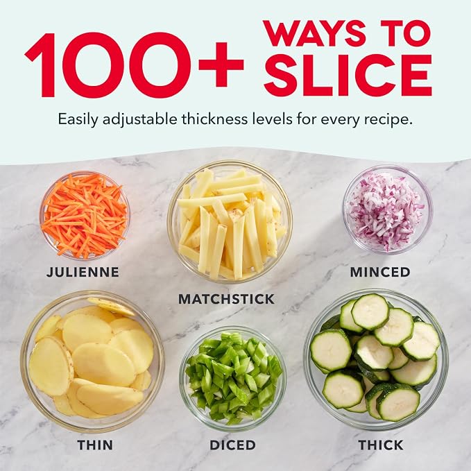 DASH Safe Slice Mandoline for Vegetables, Meal Prep & More with 30+ Presets & Thickness Adjuster, Midnight Navy