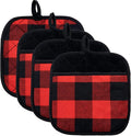 Joyhalo 4 Pack Pot Holders for Kitchen Clearance | Cotton Oven Holder with Great Heat Resistance, Potholders Sets for Kitchen, Countertops, Hot Pots and Pans, Black and Red