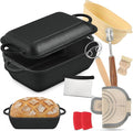 Oval Cast Iron Dutch Oven for Bread Baking, 6.35Qt Bread Baking Pan with Lid, Multi-Functional Dutch Oven Pot with Bread Baking Supplies for Bread Baking, Frying and Braising