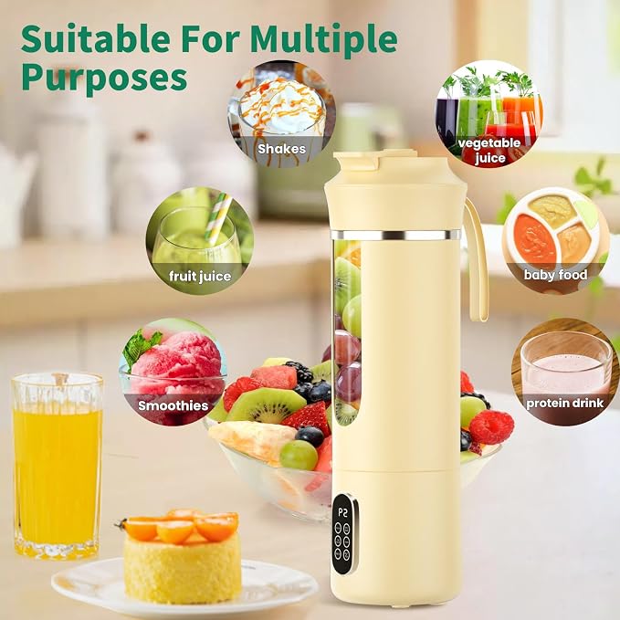 Portable Cordless Blender,Small Rechargeable Juicer | Mini Personal Blender for Smoothies and Shakes,With Automatic Cleaning Function,On The Go and Easy To Use