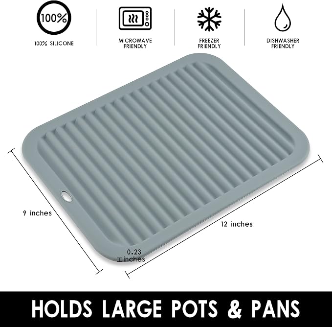 Silicone Trivets for Hot Dishes, Pots and Pans, Hot Pads for Kitchen Counter, Silicone Pot Holders Mats, Heat Resistant Mat for Quartz Countertops, Multi Use Table Trivet Mat Set 2 Blue