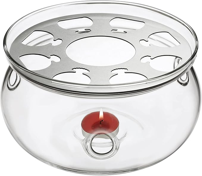 CnGlass Universal Glass Teapot Warmer,Handcrafted with Heat Proof & Lead-Free Glass Tealight Warmer 5.3 in/13.5cm diameter (Candle not Included)