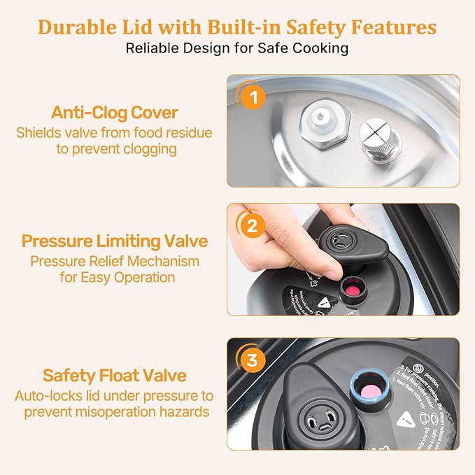 NEWBULIG 10-In-1 Electric Pressure Cooker, 3 Quart Multi Cooker for Rice, Stew and Steam, Small Programmable Stainless Steel Pot with Slow Cook Function and Ceramic Inner Pot