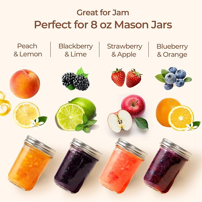 ComSaf 8 oz Mason Jars Bulk Set, 12 Pack Small Regular Mouth Jars with Lids | BPA-Free Materials, Half-Pint Portions, Small Jam, Jelly, Honey Sample, Spice Rack, DIY Candles, For Big Canning Project