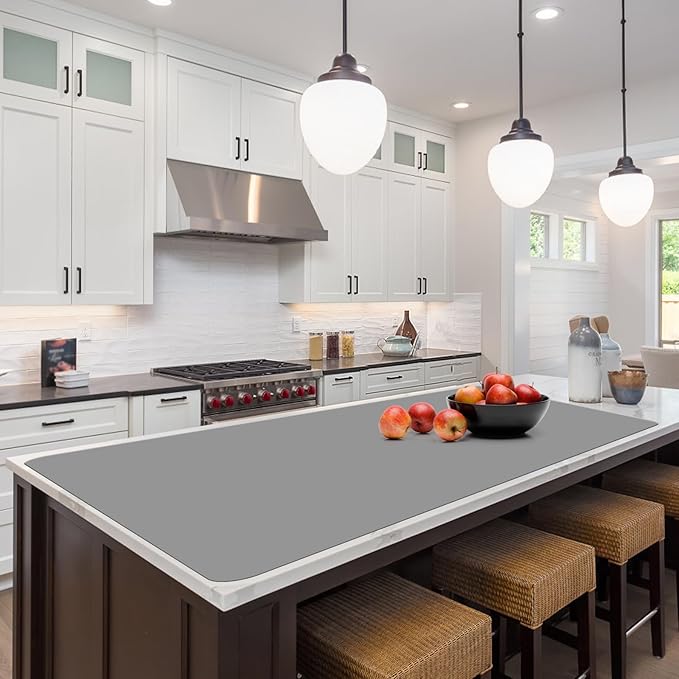 Silicone Protector Mat 47x24 Inch, Gray | 1.3mm silicone mat, heat resistant, non-slip & waterproof. Ideal for baking, painting, resin, welding and table protection.