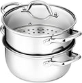 Chefbee 3.2QT Stainless Steel Steamer for Cooking with Food Steamer Basket | Healthy Steaming Pot, Multi-use Kitchen Cookware, For Vegetables Dumplings Soup and Food Preparation, Daily Kitchen Cooking