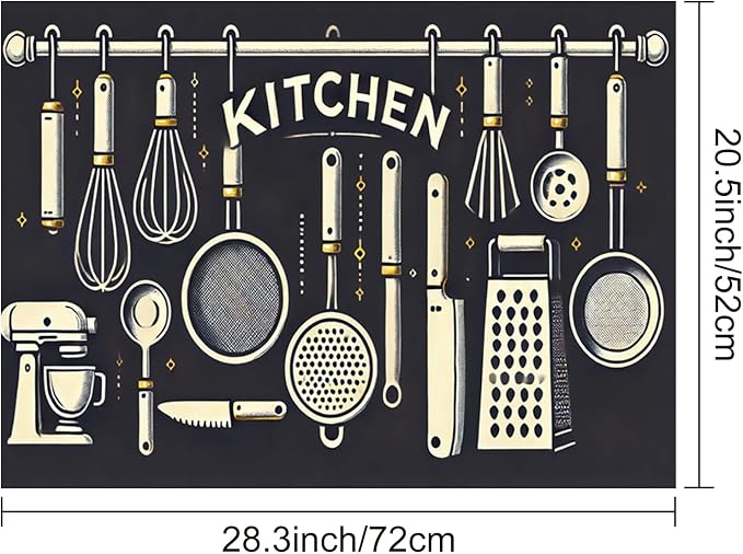 HOMETITUTE Stove Top Cover 28x20 Utensil Design Heat Resistant Mat