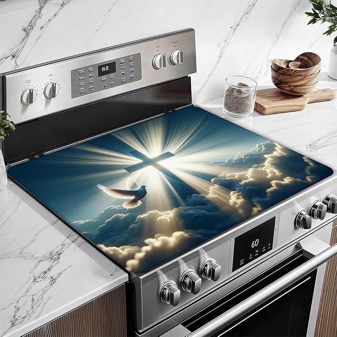 Blessed Cross Heaven Stove Top Covers for Electric Stove, Electric Gas Stove Pad Heat Resistant Range Cooktop Protector for Home Decor Kitchen 28"x20"