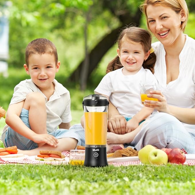 Mulli Portable Blender,17oz Portable Blender for Shakes & Smoothies, USB-C Rechargeable, BPA-Free, with Leak-Proof Lid & Straw Lid, Dishwasher Safe Cups