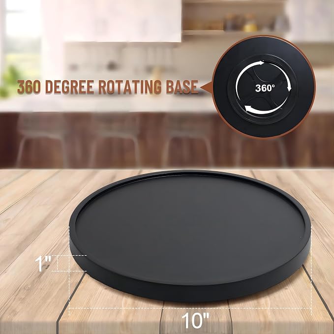 10 inch Black Wood Lazy Susan Organizers, ACIAZAAZ Lazy Susan Turntable