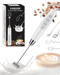 Milk Frother Wand Rechargeable Handheld Electric Whisk 3 Speed Adjustable | Coffee Frother Wand with 3 Stainless Whisks Electric Foam Maker Drink Mixer Blender for Latte Cappuccino Matcha Egg