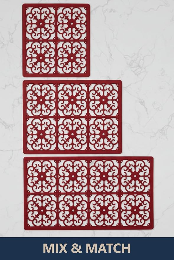 GASARÉ, Extra Large, Thick, Silicone Trivet for Hot Dishes, Pots, and Pans, Heat Resistant Mat for Countertop, Hot Pad for Kitchen, Easy to Clean, 12 x 11 x 3/8 Inches, Red