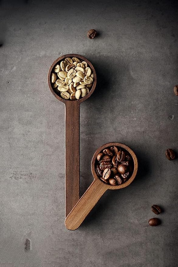 Coffee Spoons, ablespoon Scoop, Coffee Ground Spoon, Measuring for Ground Beans or tea, Soup Cooking Mixing Stirrer Kitchen Tools Utensils, 1 Wooden Tea Scoop (Walnut Wooden 3.86 in）