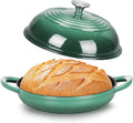 TeamFar Cast Iron Bread Dutch Oven, 6 Qt Enameled Dutch Oven Pot | for Sourdough Bread Baking, Tall Dome Lid & Round Base Pan, Self-Basting & Even-Heating, Heavy-Duty & Non-stick, Dark Green