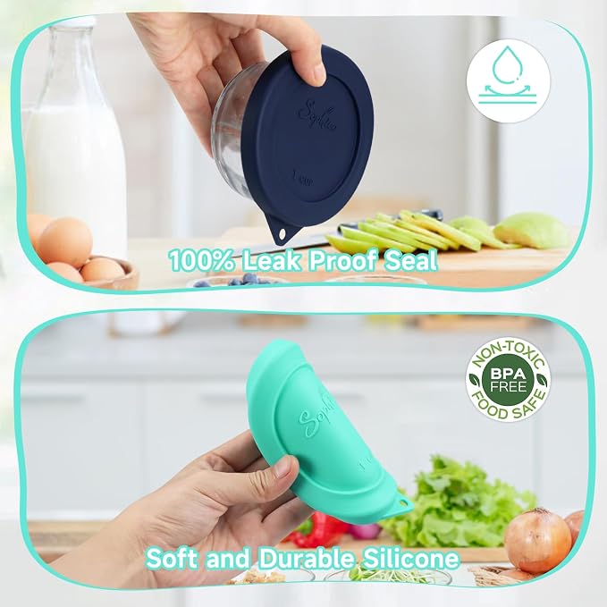 SOPHICO 1 Cup Round Silicone Replacement for Pyrex & Anchor Hocking 7202-PC | Food Grade Silicone, Leakproof、Airtight Lids, Dishwasher Microwave Safe