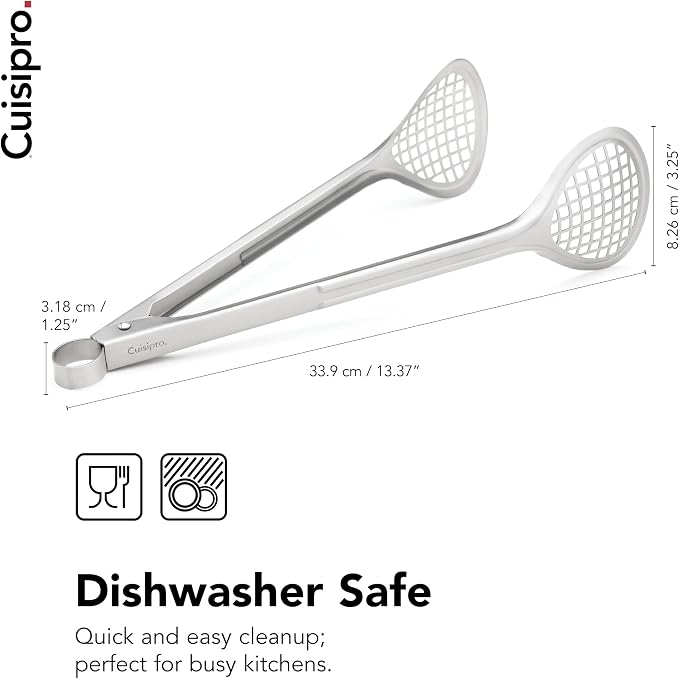 Cuisipro Stainless Steel Wide Grill/Fry Tongs, 12-Inch