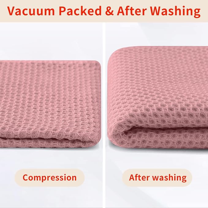 Homaxy 100% Cotton Waffle Weave Kitchen Dish Towels 6-Pack, Dried Rose | 13 x 28 Inches, Ultra Soft Absorbent Dish Towels, Quick Drying Cleaning Towels
