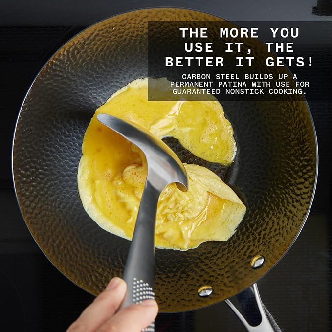 Milk Street 3-Piece 10.5-Inch Small Hammered Carbon Steel Wok