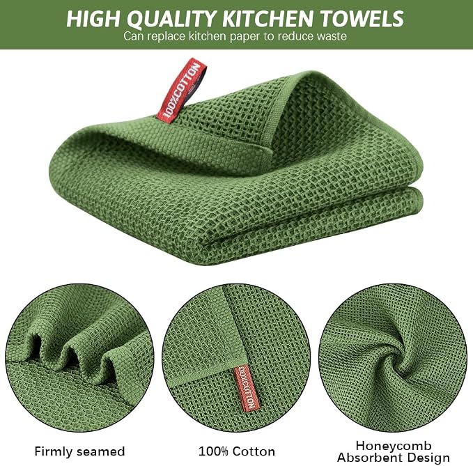 Nialnant 6 Pcs Kitchen Hand Towels, 100% Cotton,13 x 28 in | Absorbent Quick Drying Dish Towels for Washing Dishes, Super Soft Tea Towel