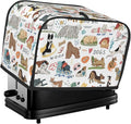 Toaster Cover 4 Slice with Dog Pattern Dustproof Protection | Waterproof Fingerprint Wide Slot Reusable for Kitchen Small Appliance