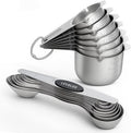 ChefAide Measuring Cups and Spoons Set, 304 Stainless Steel Measuring Cups Set of 7,8 Magnetic Stainless Steel Measuring Spoons & 1 Leveler for for Measure Dry and Liquid Ingredients