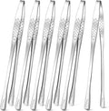 meekoo 6 Pcs 9.5 Inches Stainless Steel Korean BBQ Grill Tongs Japanese Barbecue Tongs for Cooking Portable Kitchenware Home Outdoor Steak Salad Food