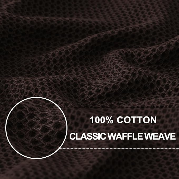 Homaxy 100% Cotton Waffle Weave Kitchen Dish Towels 12-Pack, Dark Brown | 13 x 28 Inches, Ultra Soft Absorbent Dish Towels, Quick Drying Cleaning Towels