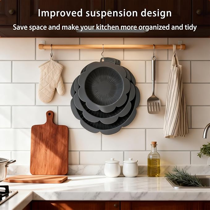 Pan Protectors&Separators for Stacking Silicone,Pan and Pot Protectors | (Include 8",10",12") 3pcs Thicker,Pan Scratch Protector Nonstick Frying Pans &More Reusable,Dishwasher Safe