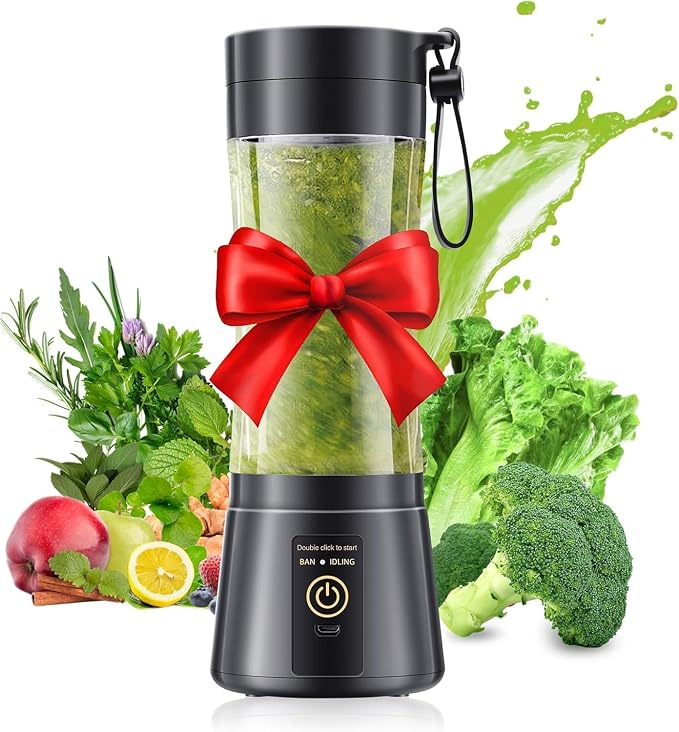Small Portable Personal Size Blender, 12oz Travel Blender Make Smoothies | BAP-Free Mini Blender with Powerful Blending 6 Stainless Steel Blades, High Blending Speed Freshly Squeezed Anytime, Anywhere