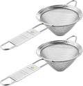 Homestia 2 Piece 3.3" Fine Mesh Strainer for Kitchen, 304 Stainless Steel Cocktail Sieve Sifters for Food, Liquid Strainer for Drinks, Tea, Coffee, Juice, Flour, Fruits, Vegetables (Silver, 2 Pack)