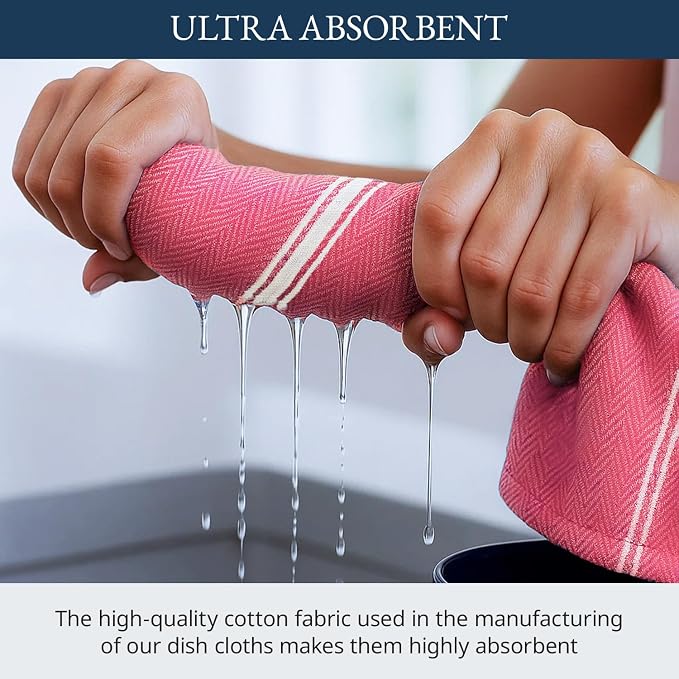 LANE LINEN Kitchen Towels Set - 100% Pure Cotton Dish Towels for Kitchen, Super Absorbent Kitchen Hand Towel, Tea Towels, Soft & Durable Dish Cloths, Pack of 12 – 14”x25”, Red
