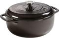 Lodge Essential Enamel Cast Iron Dutch Oven 6 Quarts - Perfect for Bread Baking, Braising, Marinating & Slow Cooking, Features Moisture-Sealing Lid & Dual Handles, Kitchen Essentials, Midnight Chrome